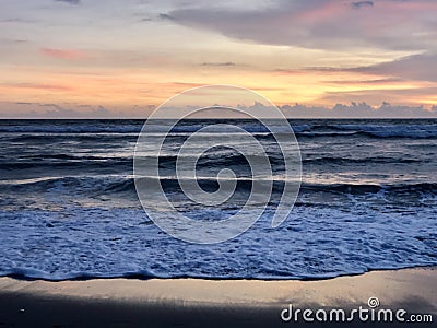 Blue Ocean. . Evening beach scene. Waves. Stock Photo